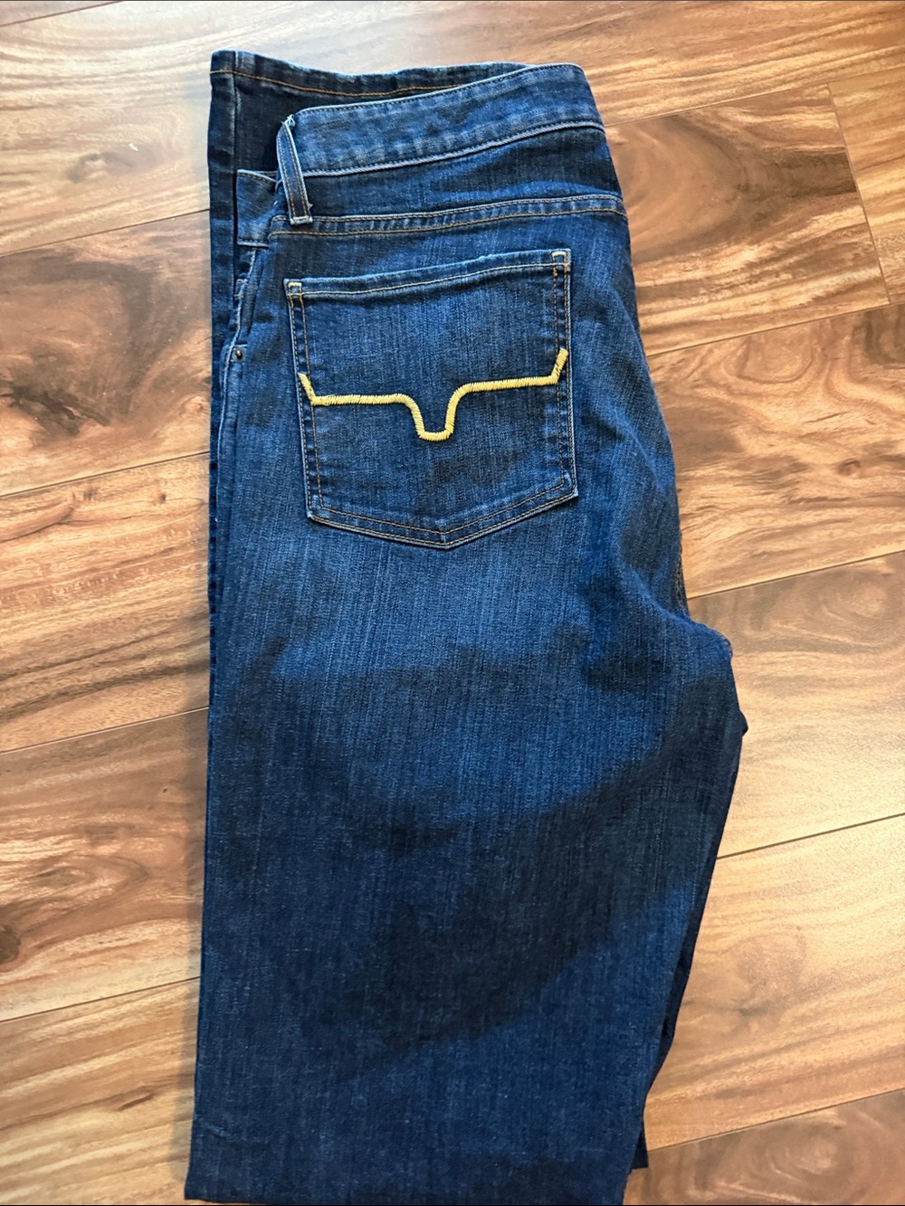 Stetson Dark Blue Boot Cut Jeans with Yellow Pocket Stitching